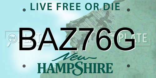 BAZ76G New Hampshire License Plate