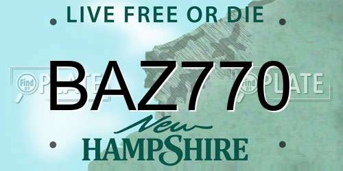 BAZ770 New Hampshire License Plate