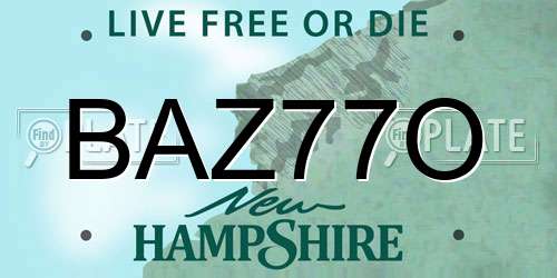 BAZ77O New Hampshire License Plate