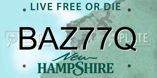 BAZ77Q New Hampshire License Plate