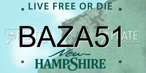 BAZA51 New Hampshire License Plate