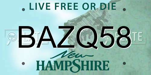 BAZQ58 New Hampshire License Plate