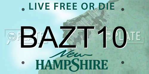 BAZT10 New Hampshire License Plate
