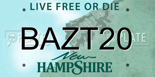 BAZT20 New Hampshire License Plate