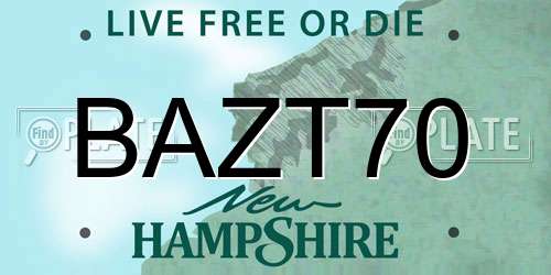 BAZT70 New Hampshire License Plate