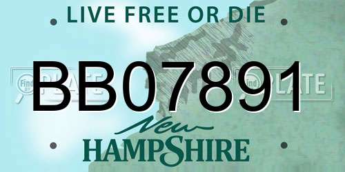 BB07891 New Hampshire License Plate