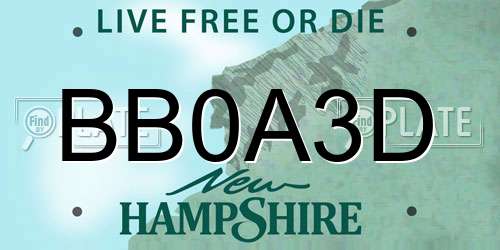 BB0A3D New Hampshire License Plate