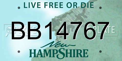 BB14767 New Hampshire License Plate