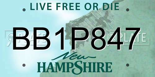 BB1P847 New Hampshire License Plate