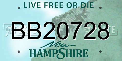 BB20728 New Hampshire License Plate