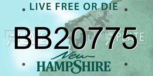 BB20775 New Hampshire License Plate