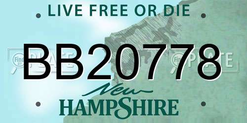 BB20778 New Hampshire License Plate