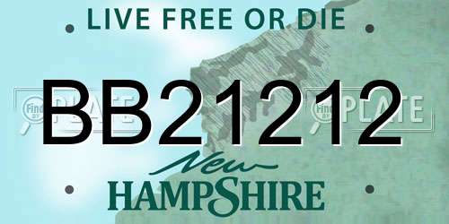 BB21212 New Hampshire License Plate