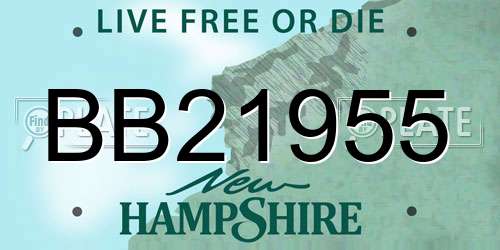 BB21955 New Hampshire License Plate