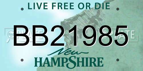BB21985 New Hampshire License Plate