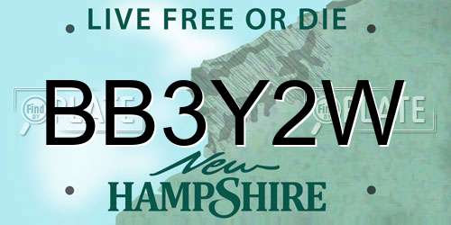 BB3Y2W New Hampshire License Plate