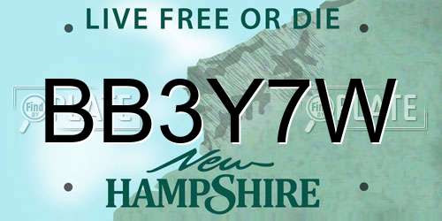 BB3Y7W New Hampshire License Plate