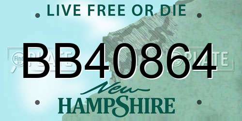 BB40864 New Hampshire License Plate