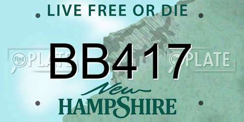 BB417 New Hampshire License Plate