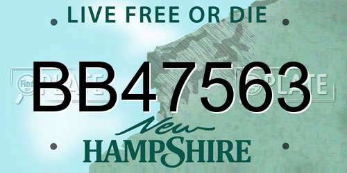 BB47563 New Hampshire License Plate