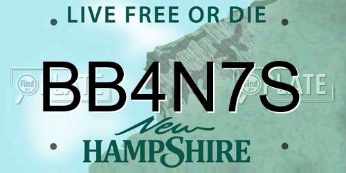 BB4N7S New Hampshire License Plate