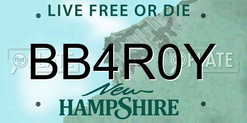 BB4R0Y New Hampshire License Plate
