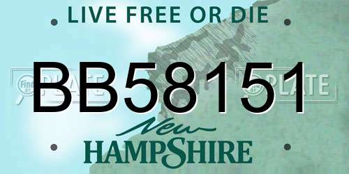 BB58151 New Hampshire License Plate