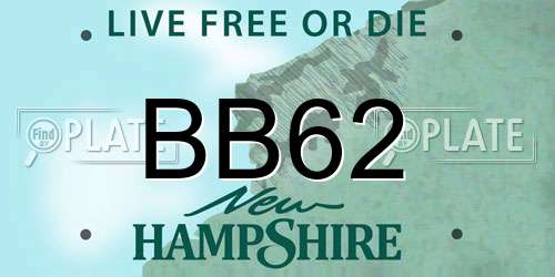 BB62 New Hampshire License Plate