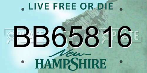 BB65816 New Hampshire License Plate