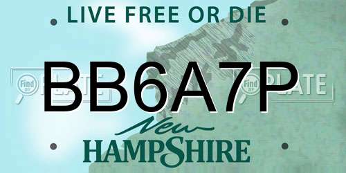 BB6A7P New Hampshire License Plate