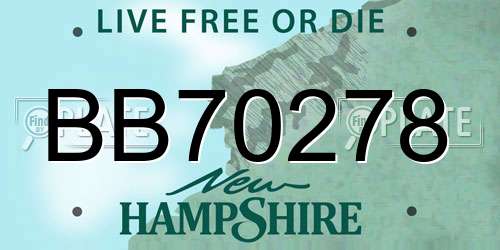 BB70278 New Hampshire License Plate