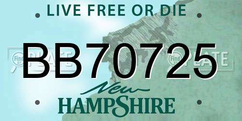 BB70725 New Hampshire License Plate