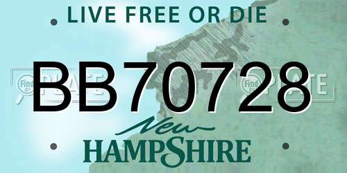 BB70728 New Hampshire License Plate