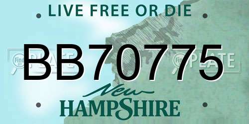 BB70775 New Hampshire License Plate