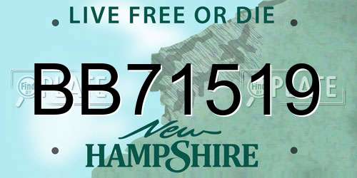 BB71519 New Hampshire License Plate