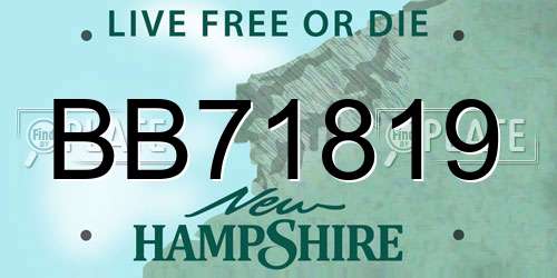 BB71819 New Hampshire License Plate