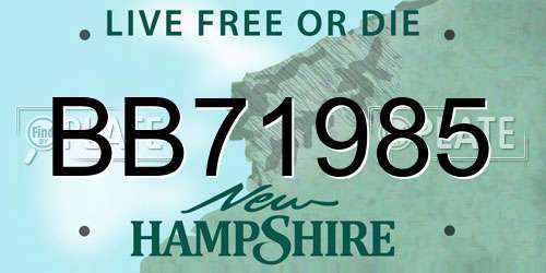 BB71985 New Hampshire License Plate