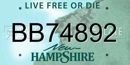 BB74892 New Hampshire License Plate