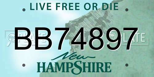 BB74897 New Hampshire License Plate