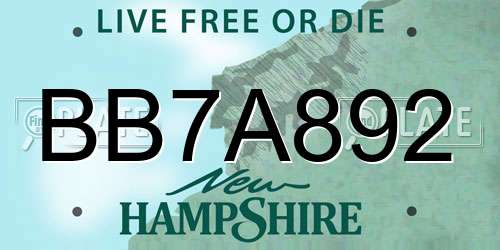 BB7A892 New Hampshire License Plate