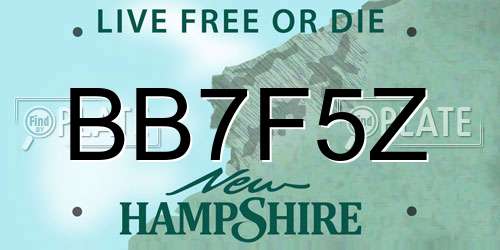 BB7F5Z New Hampshire License Plate