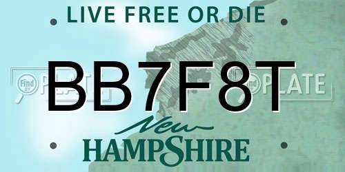 BB7F8T New Hampshire License Plate