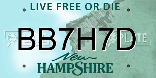 BB7H7D New Hampshire License Plate