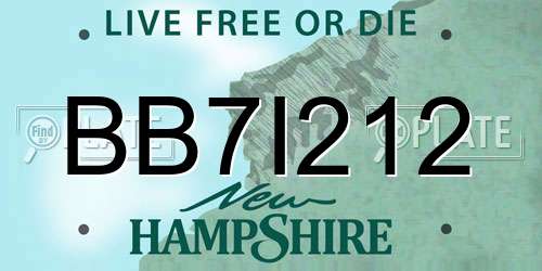 BB7I212 New Hampshire License Plate