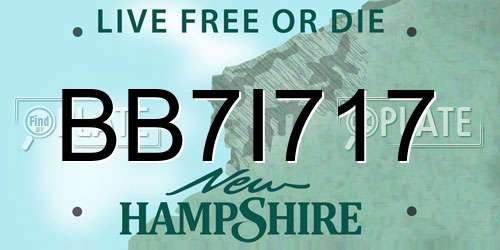 BB7I717 New Hampshire License Plate