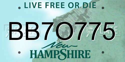 BB7O775 New Hampshire License Plate