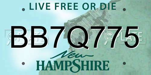 BB7Q775 New Hampshire License Plate