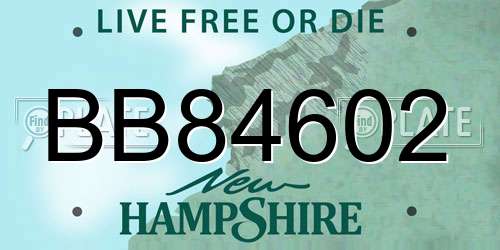 BB84602 New Hampshire License Plate