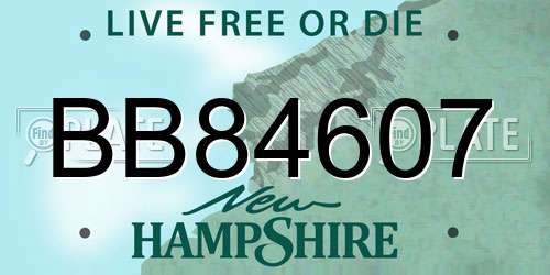BB84607 New Hampshire License Plate