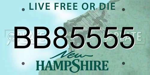 BB85555 New Hampshire License Plate